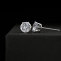 Close-up view of 6mm sparkling cubic zirconia stud earring showing 18k white gold finish setting