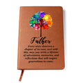 To My Father vegan leather journal printed with colorful tree of life artwork and sentimental quote